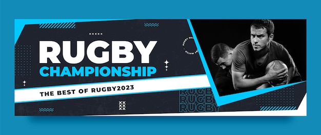 Vector gratuito plantilla de encabezado de twitter para el campeonato de rugby