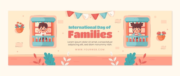 Plantilla de encabezado de twitter para la celebración del día internacional de la familia