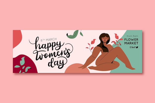 Vector gratuito plantilla de encabezado de twitter para la celebración del día internacional de la mujer