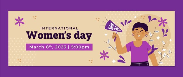 Vector gratuito plantilla de encabezado de twitter para la celebración del día internacional de la mujer