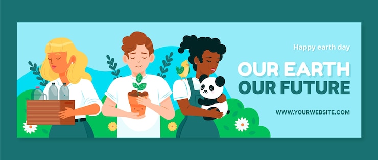 Vector gratuito plantilla de encabezado de twitter para la celebración del día de la tierra