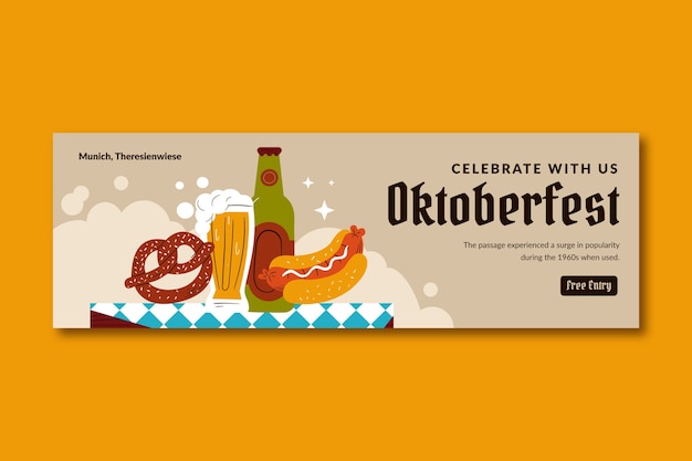 Vector gratuito plantilla de encabezado de twitter para la celebración del festival de la cerveza oktoberfest