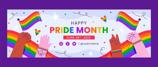 Plantilla de encabezado de twitter para la celebración del mes del orgullo