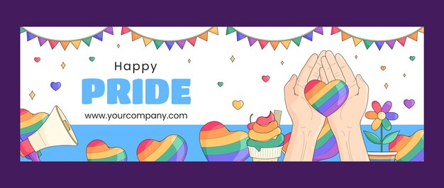 Plantilla de encabezado de twitter para la celebración del mes del orgullo
