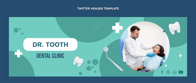 Vector gratuito plantilla de encabezado de twitter de clínica dental dibujada a mano