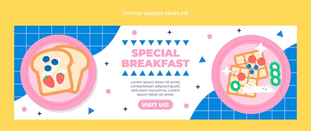 Plantilla de encabezado de twitter de comida plana dedsign