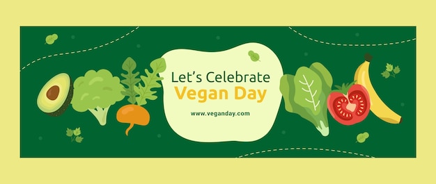 Vector gratuito plantilla de encabezado de twitter del día mundial vegano