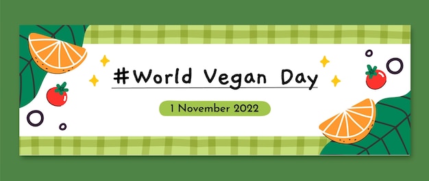 Vector gratuito plantilla de encabezado de twitter del día mundial vegano