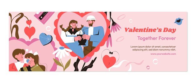 Plantilla de encabezado de twitter del día de san valentín