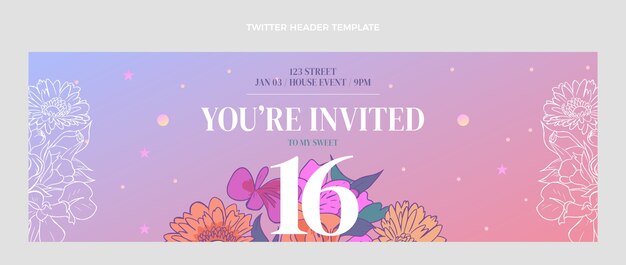 Plantilla de encabezado de twitter dulce degradado 16
