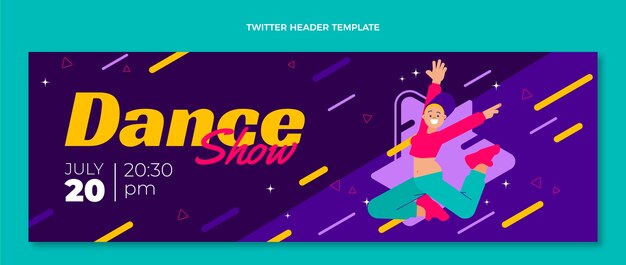Plantilla de encabezado de twitter de espectáculo de baile de diseño plano