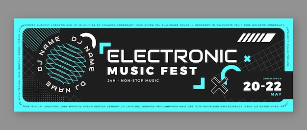 Plantilla de encabezado de twitter de evento de música electrónica