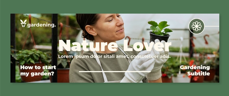 Vector gratuito plantilla de encabezado de twitter de jardinería de diseño plano