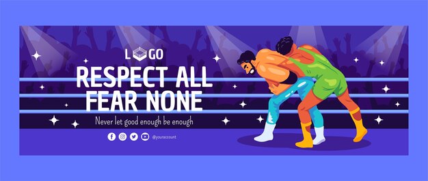 Plantilla de encabezado de twitter de lucha libre dibujada a mano
