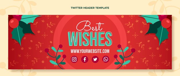 Plantilla de encabezado de twitter de navidad plana