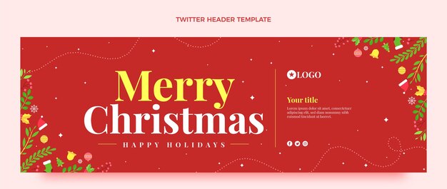 Plantilla de encabezado de twitter de navidad plana
