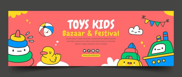 Plantilla de encabezado de twitter para niños dibujada a mano
