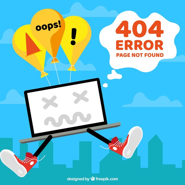 Plantilla de error 404 en estilo plano