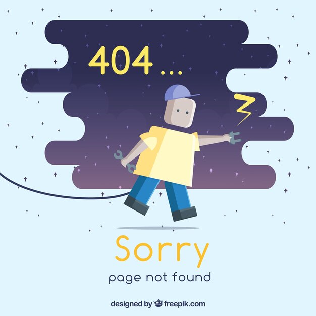 Plantilla de error 404 en estilo plano 