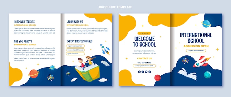 Vector gratuito plantilla de escuela internacional mínima de diseño plano