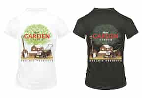 Vector gratuito plantilla de estampados en camisetas de jardinería vintage