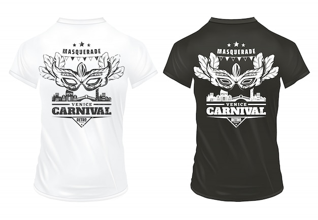 Plantilla de estampados de carnaval de venecia vintage en camisas