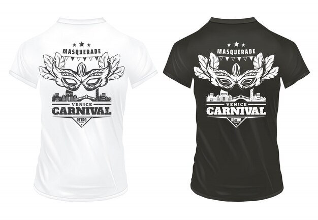 Plantilla de estampados de carnaval de Venecia vintage en camisas