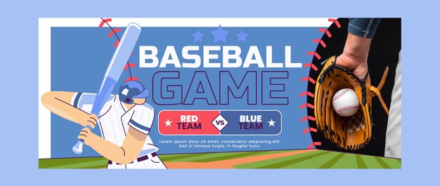 plantilla de estandarte de béisbol dibujado a mano