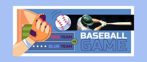 plantilla de estandarte de béisbol dibujado a mano