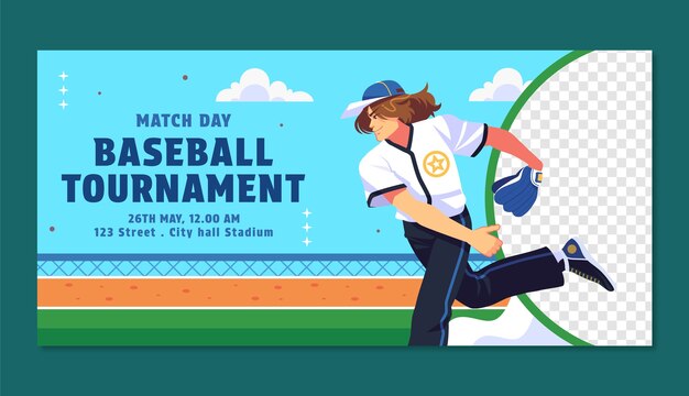 plantilla de estandarte de béisbol dibujado a mano