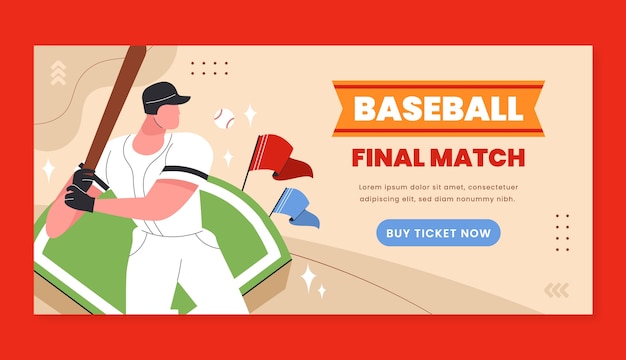 plantilla de estandarte de béisbol dibujado a mano