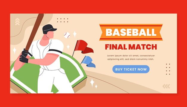 plantilla de estandarte de béisbol dibujado a mano