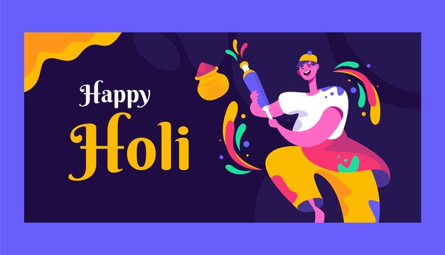 Plantilla de estandarte horizontal para la celebración del festival de Holi