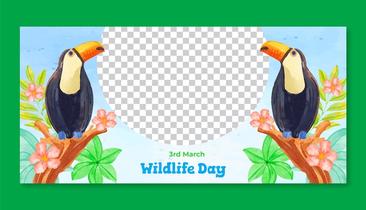 Vector gratuito plantilla de estandarte horizontal del día mundial de la vida silvestre en acuarela.