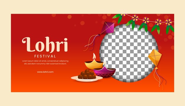 Vector gratuito plantilla de estandarte horizontal gradiente para el festival de lohri