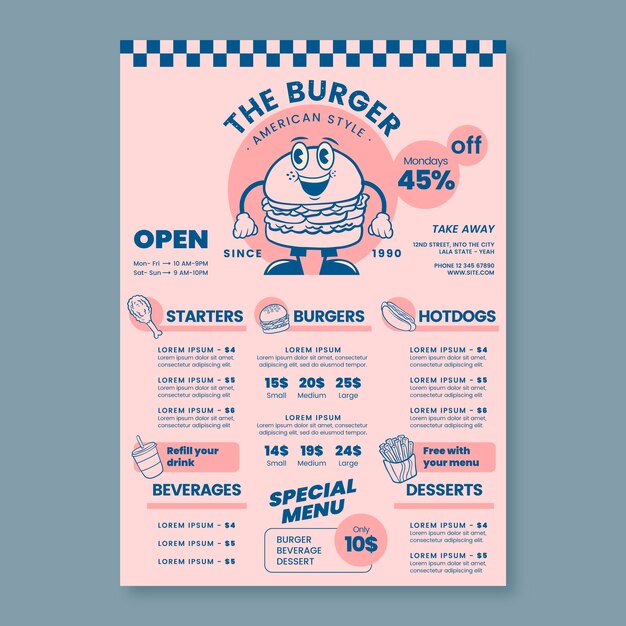 Plantilla estilo retro americano dibujada a mano
