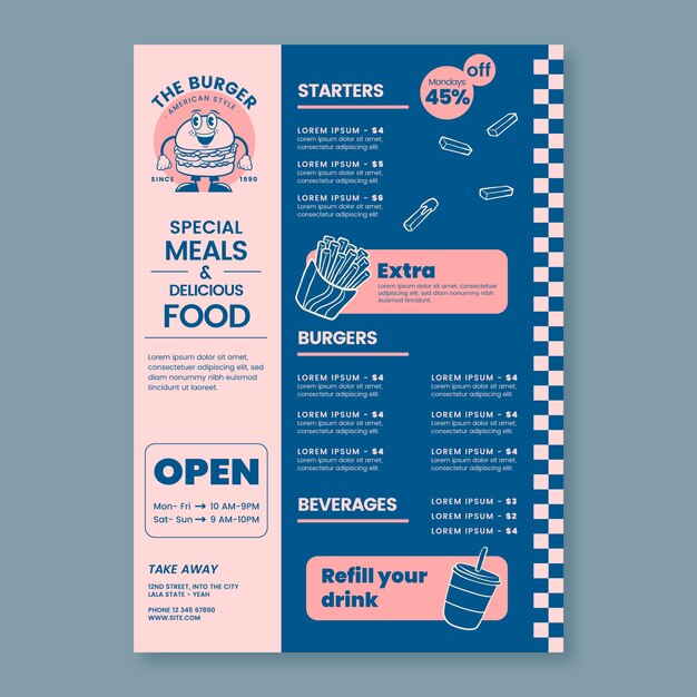 Plantilla estilo retro americano dibujada a mano