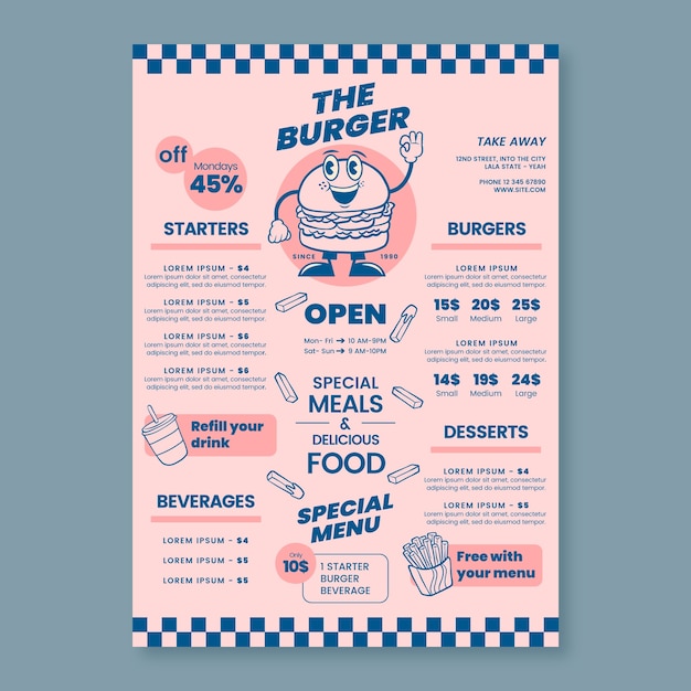 Plantilla estilo retro americano dibujada a mano