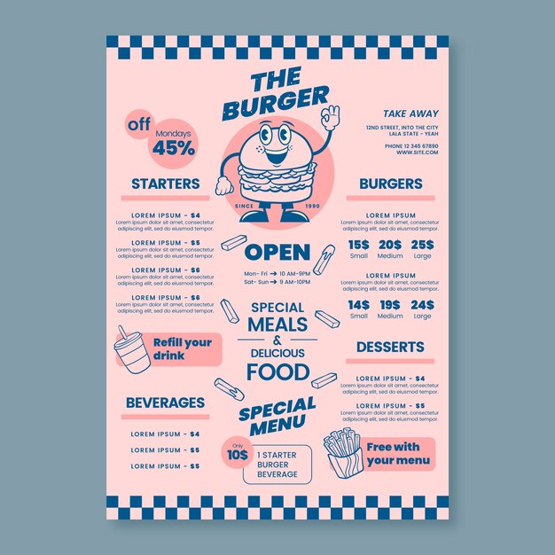 Plantilla estilo retro americano dibujada a mano