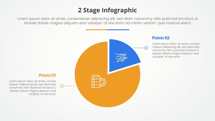 Vector gratuito plantilla de etapa de 2 puntos para la comparación opuesto concepto infográfico para la presentación de diapositivas con figura de gráfico círculo con estilo plano