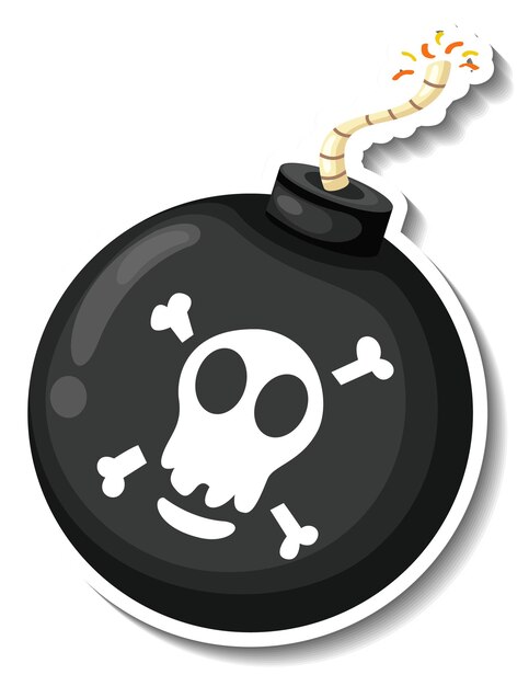 Plantilla de etiqueta con bomba pirata aislada