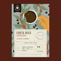 Vector gratuito plantilla de etiqueta de café dibujada a mano