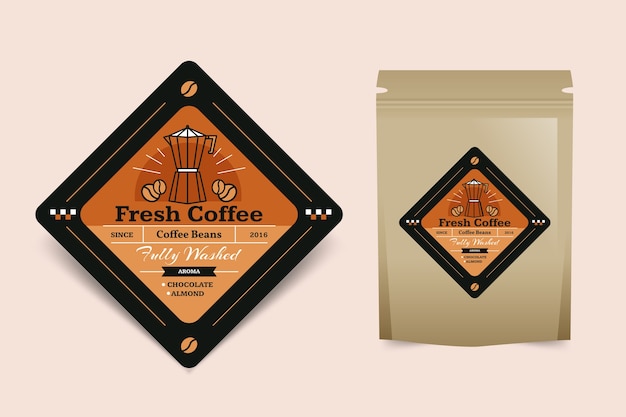 Vector gratuito plantilla de etiqueta de café de diseño plano