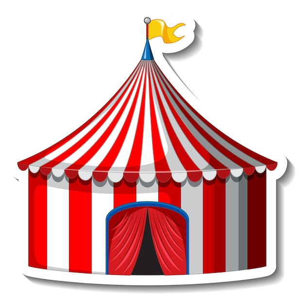 Plantilla de etiqueta con carpa de circo aislada