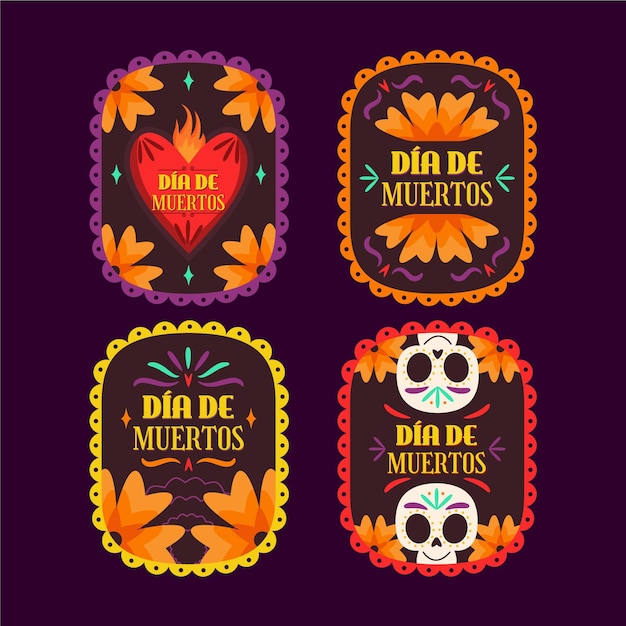 Vector gratuito plantilla de etiqueta del día de muertos