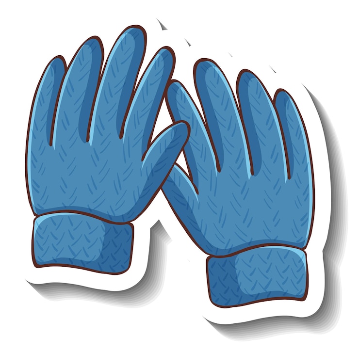 Vector gratuito una plantilla de etiqueta con guantes azules aislados
