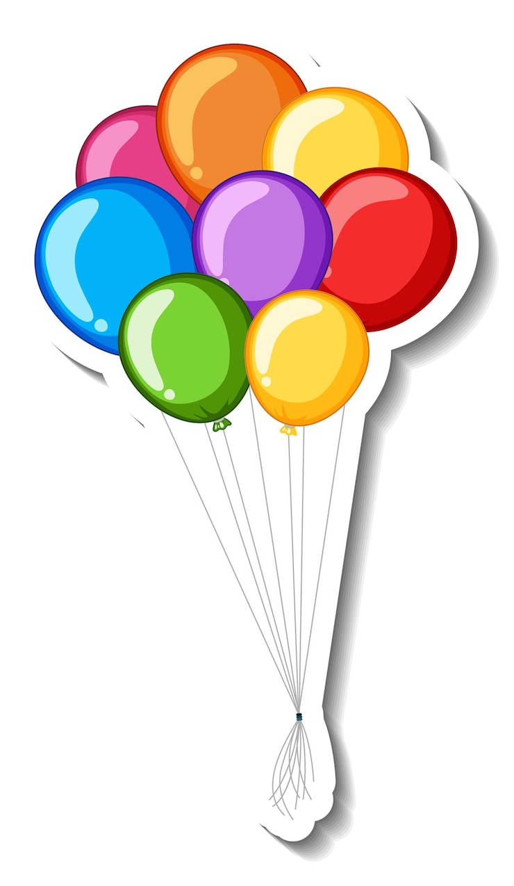 Vector gratuito plantilla de etiqueta con muchos globos de colores