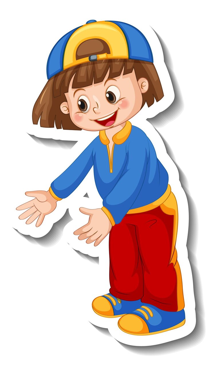 Vector gratuito plantilla de etiqueta con una niña feliz lleva personaje de dibujos animados de gorra aislado