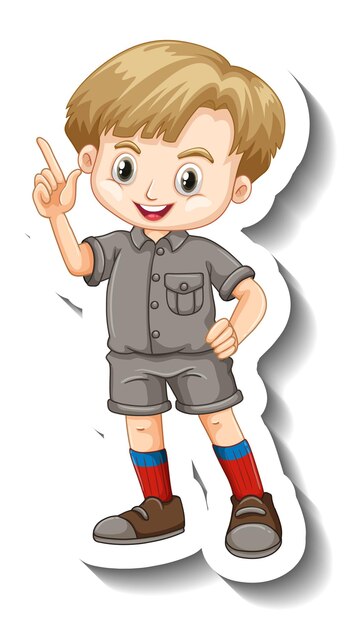 Una plantilla de etiqueta con un niño con personaje de dibujos animados de traje de safari