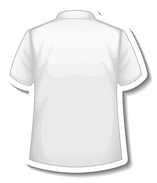 Una plantilla de etiqueta con la parte posterior de la camisa polo blanca aislada